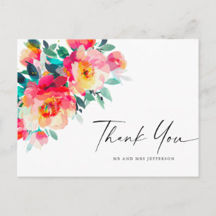Watercolor Meadow Wildflower Boho Thank You Postcard