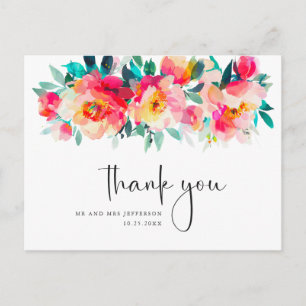 Watercolor Meadow Wildflower Boho Thank You Postcard