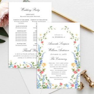 Watercolor Meadow Wildflower Boho Wedding Program