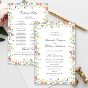 Watercolor Meadow Wildflower Boho Wedding Program