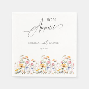 Watercolor Meadow Wildflower Classic Wedding Napkin