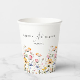 Watercolor Meadow Wildflower Classic Wedding Paper Cups