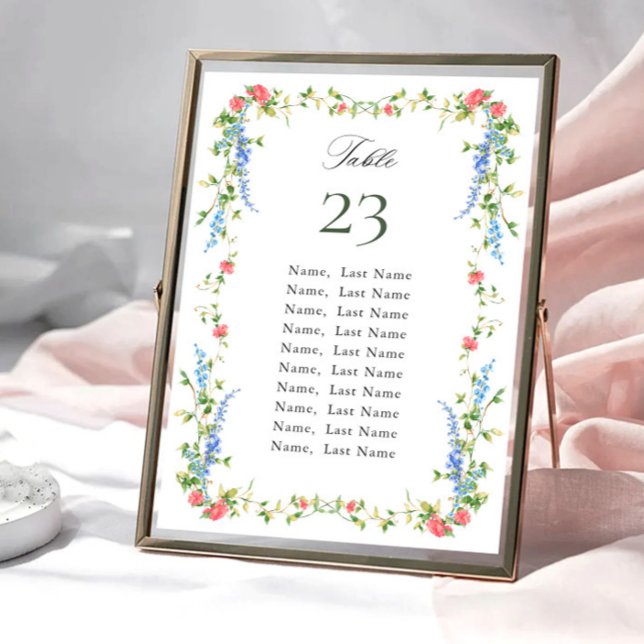 Watercolor Meadow Wildflower Seating Chart Card (Creator Uploaded)