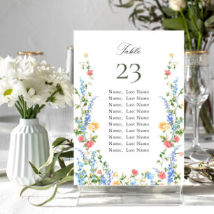 Watercolor Meadow Wildflower Seating Chart Card