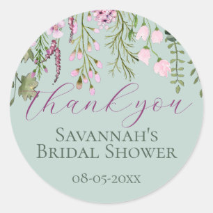 Watercolor Meadow Wildflowers Floral Thank You Classic Round Sticker