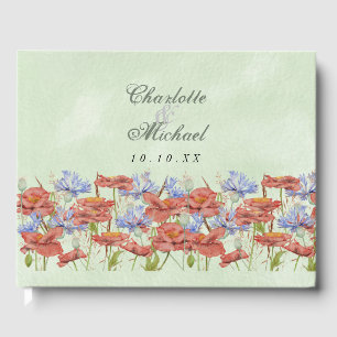 watercolor meadow wildflowers wedding guest book