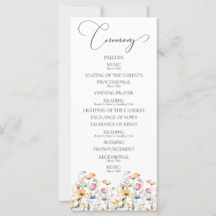 Watercolor Meadow Wildflowers Wedding Program