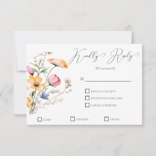 Watercolor Meadow Wildflowers Wedding RSVP Card
