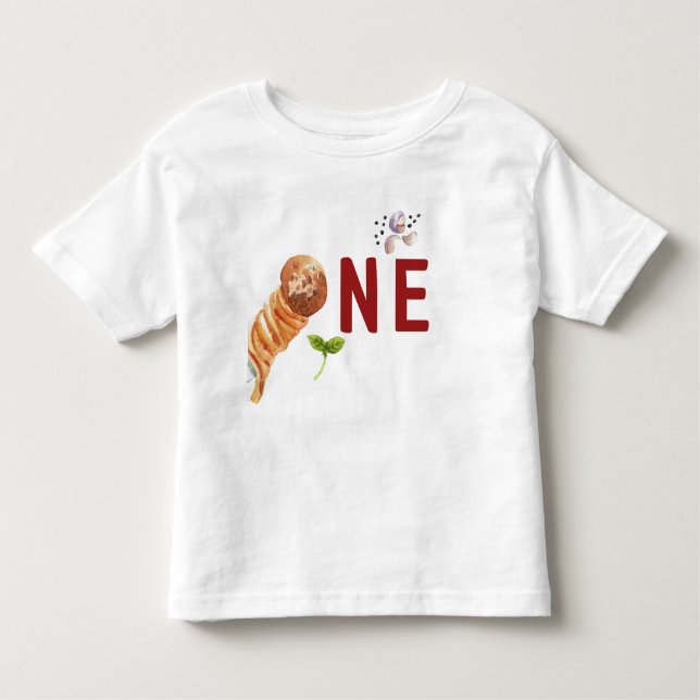Watercolor Meatball Custom 1st Birthday Toddler T-Shirt (Front)