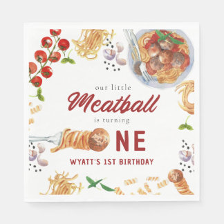 Watercolor Meatball Italian 1st Birthday Napkin