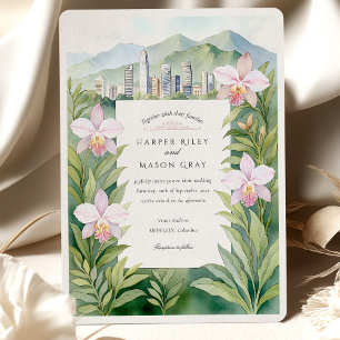 Watercolor Medellín Colombia Orchids Wedding Invitation