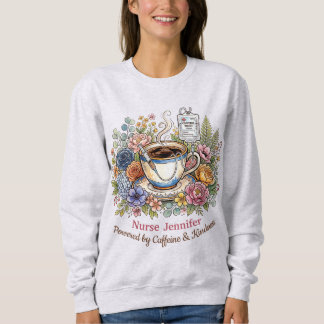 Watercolor Medical Coffee Floral Personalised Name Sweatshirt