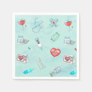 Watercolor Medical Doctor Nurse Themed Napkin