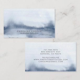 Watercolor Meditation Teacher Blue Business Cards