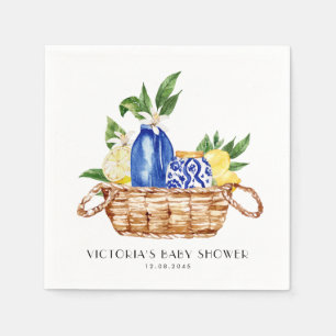 Watercolor Mediterranean Basket Baby Shower Napkin