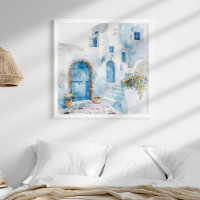 Watercolor Mediterranean Coastal Travel Wall Art