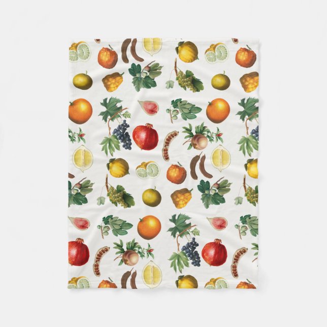 Watercolor Mediterranean Fruit Pattern  Fleece Blanket (Front)