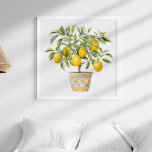 Watercolor Mediterranean Lemon Tree Wall Art<br><div class="desc">Bring a touch of Mediterranean charm to your home with the "Watercolor Mediterranean Lemon Tree Wall Art." This square art piece features a beautifully detailed watercolor illustration of a flourishing lemon tree, set in a large, ornate terracotta pot with a classic Mediterranean pattern. The realistic depiction of the vibrant lemons...</div>