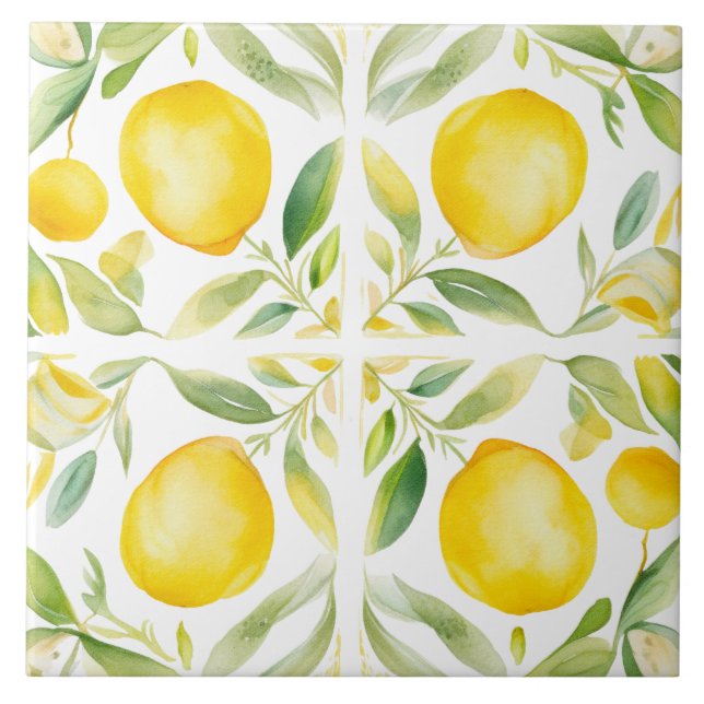 Watercolor Mediterranean  Tile (Front)