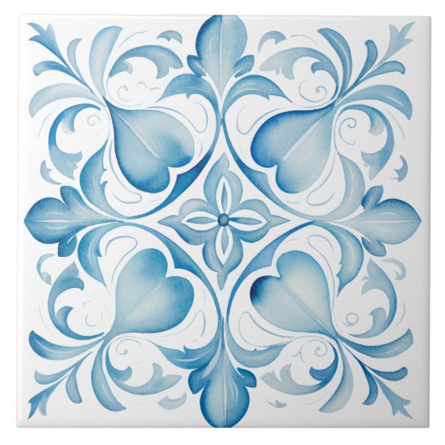 Watercolor Mediterranean  Tile (Front)