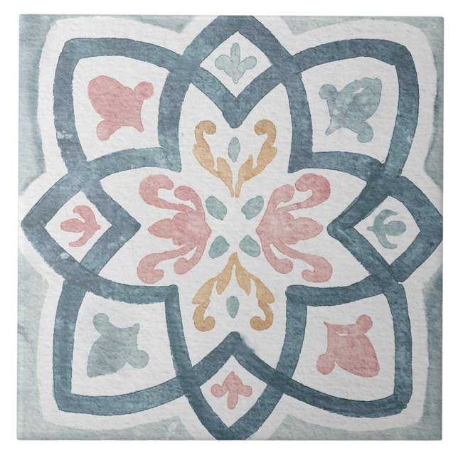 Watercolor Mediterranean Tile  (Front)
