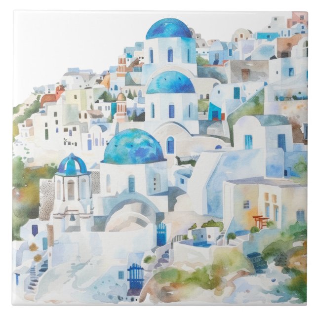 Watercolor Mediterranean  Tile (Front)
