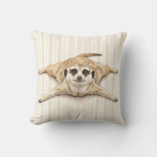 Watercolor Meerkat Wildlife Throw Pillows