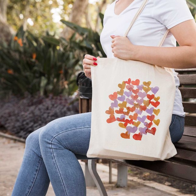Watercolor melting hearts - retro tote bag (Creator Uploaded)