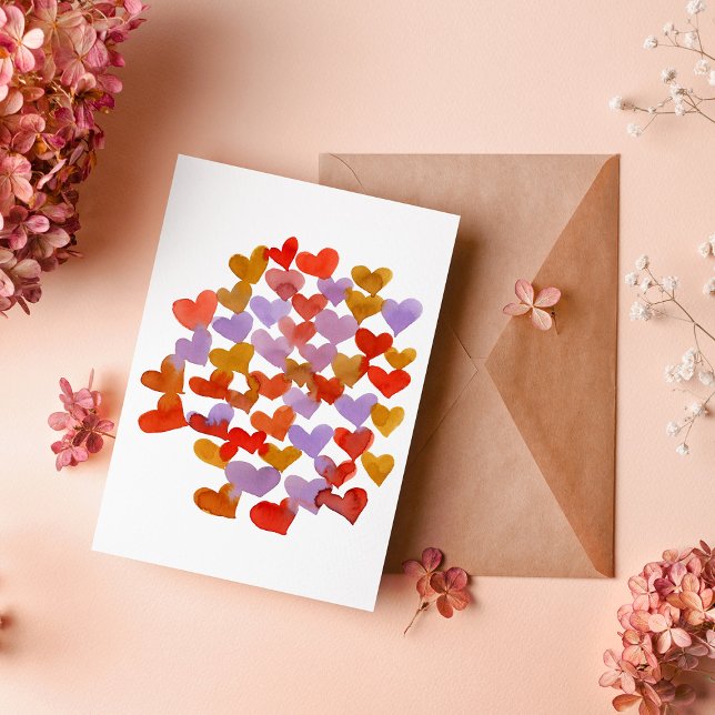 Watercolor melting hearts  Valentine's Day Card (Creator Uploaded)