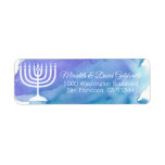 Watercolor Menorah Hanukkah Chanukah Return<br><div class="desc">Send your Hanukkah invites or holiday cards and thank you cards with these watercolor blue return label stickers . White menorah with star of David in middle. Editable templates so you can change font and size.</div>