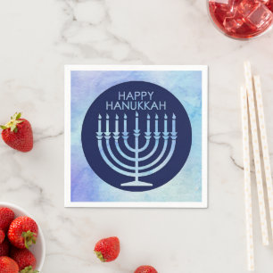Watercolor menorah Hanukkah Napkin