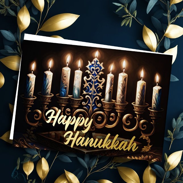 Watercolor Menorah Happy Hanukkah Holiday Card (Creator Uploaded)