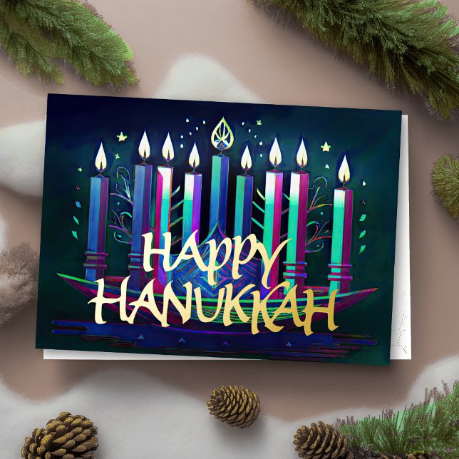 Watercolor Menorah Happy Hanukkah Holiday Card (Creator Uploaded)
