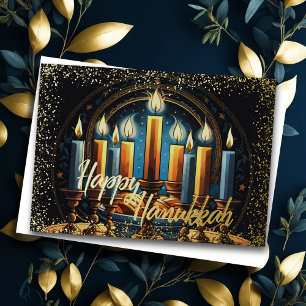 Watercolor Menorah Happy Hanukkah Holiday Card