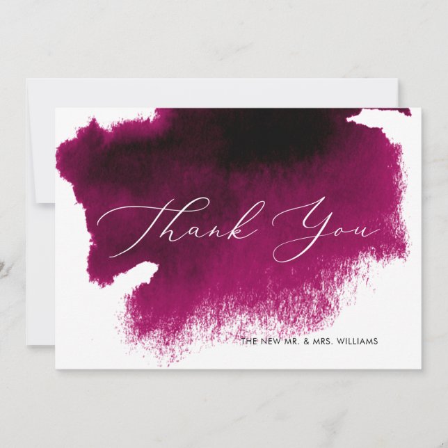 Watercolor Merlot, Red Wine Luxury Thank You Cards (Front)