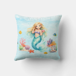 Watercolor Mermaid Birthday Cushion
