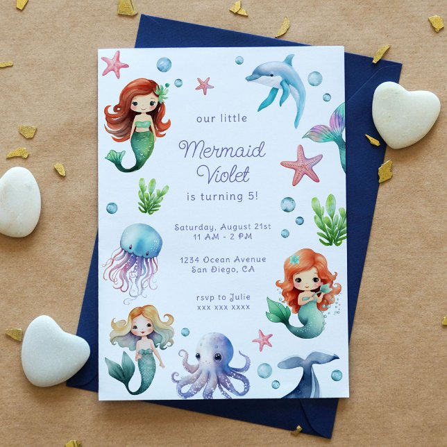 Watercolor Mermaid Birthday Invitation (Creator Uploaded)
