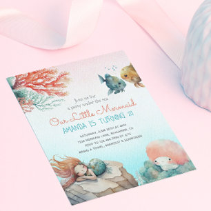 Watercolor Mermaid Birthday Party invitation