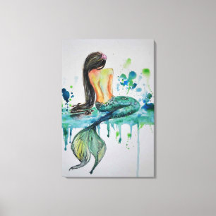 Watercolor - Mermaid Canvas Print
