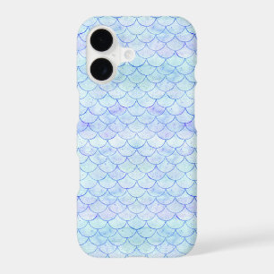Watercolor Mermaid Fish Scale Pattern Blue Purple