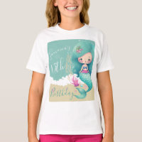 Watercolor Mermaid Ocean Birthday Party T-Shirt
