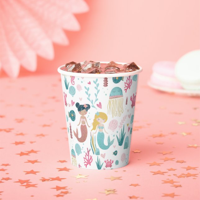 Watercolor Mermaid / Paper cup / girl's party (Insitu)