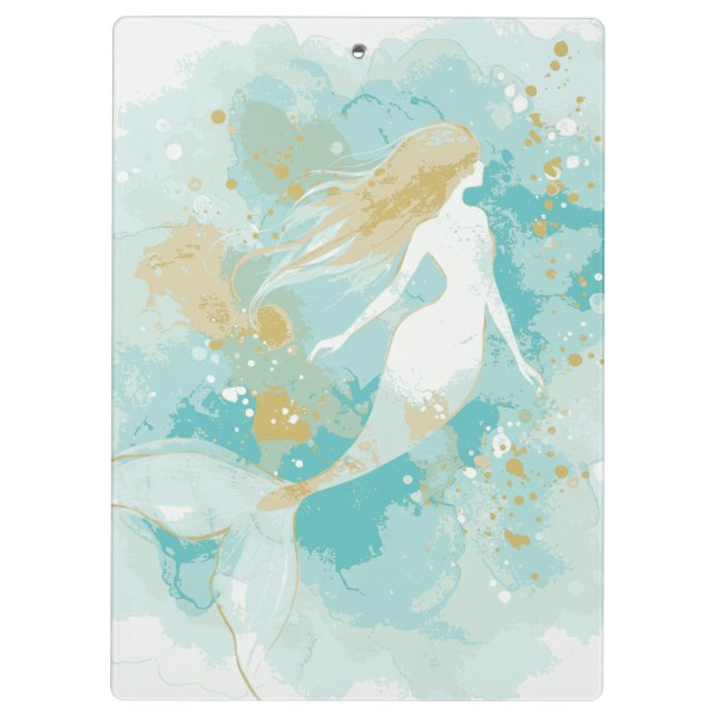 Watercolor Mermaid Personal Clipboard (Back)