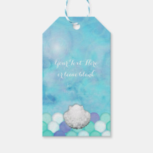 Watercolor Mermaid Scales Birthday Party Favour Gift Tags