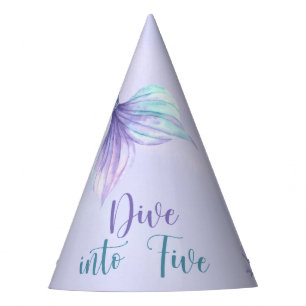 Watercolor Mermaid tail 5th birthday party Hat