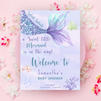 Watercolor Mermaid tail Girl Baby shower Welcome