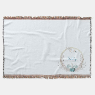 Watercolor Mermaid & Wreath Personalised Throw Blanket