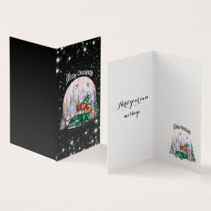 Watercolor Merry Christmas, Car Of Gifts