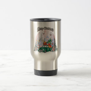 Watercolor Merry Christmas, Car Of Gifts Travel Mug