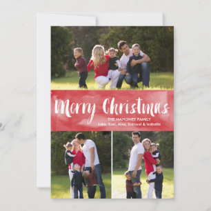 Watercolor Merry Christmas Holiday Photo Card